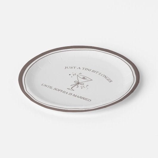 "Tini Bit Longer" Espresso Martini Meisjesuitje Papieren Bordje (Gekanteld)