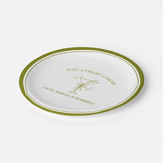 "Tini Bit Longer" Vuil Martini Olijf Jonggezellinn Papieren Bordje (Gekanteld)