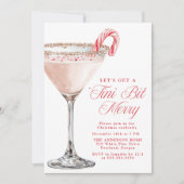 ‘Tini Bit Merry Candy Cane Martini Christmas Party Kaart (Voorkant)