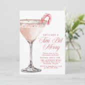 ‘Tini Bit Merry Candy Cane Martini Christmas Party Kaart (Staand voorkant)