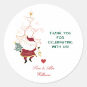 Tini Bit Merry Martini Kantoor Kerstman Ronde Sticker (Voorkant)