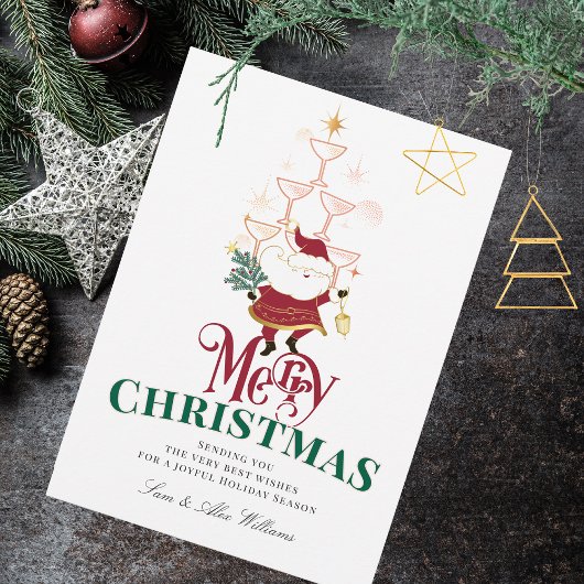 Tini Bit Merry Martini Office Christmas Santa Feestdagenkaart