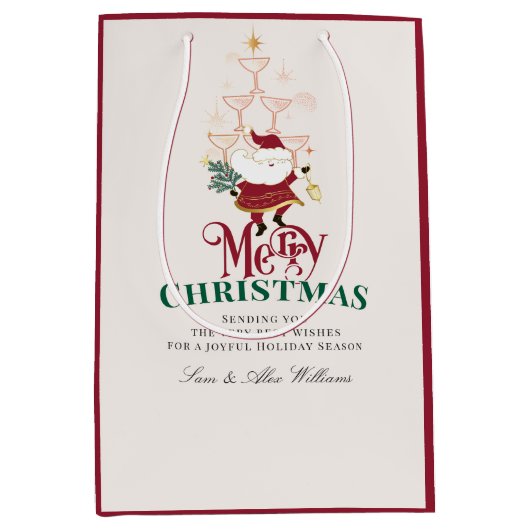 Tini Bit Merry Martini Office Christmas Santa Medium Cadeauzakje (Voorkant)