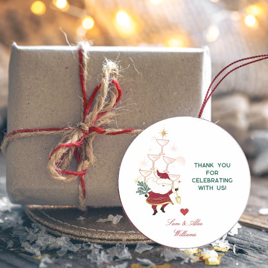 Tini Bit Merry Martini Office Christmas Santa Ronde Sticker