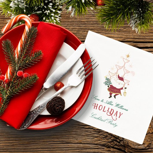 Tini Bit Merry Martini Office Christmas Santa Servet