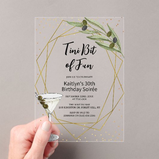 Tini Bit Of Fun Martini Soirée Acryl Uitnodigingen (Insitu (Draagbaar))