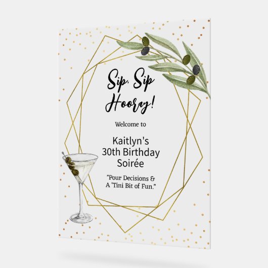 Tini Bit Of Fun Martini Soirée Welcome Sign Acryl Bord (Hoek)