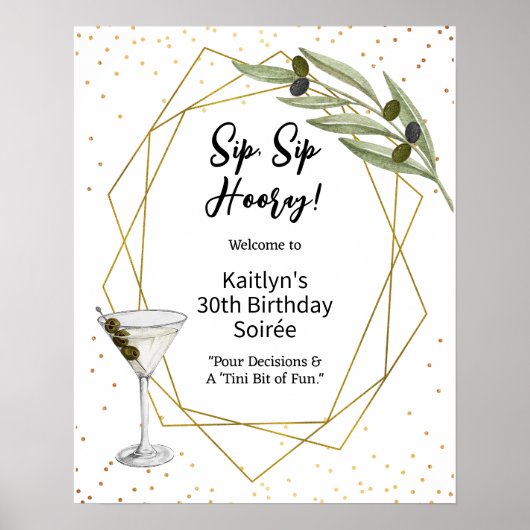 Tini Bit Of Fun Martini Soirée Welcome Sign Poster (Voorkant)