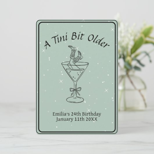 Tini Bit Older - Drink en laarzen thema Kaart (Staand voorkant)