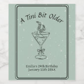 Tini Bit Older - Drink en laarzen thema Wijn Etiket (Enkel label)