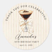 Tini Bit Older Espresso Martini Birthday Thank you Ronde Sticker (Voorkant)