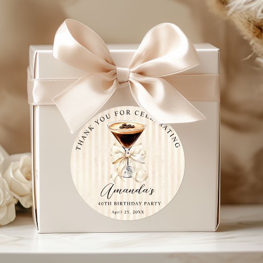 Tini Bit Older Espresso Martini Birthday Thank you Ronde Sticker