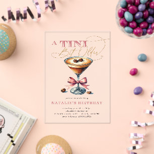 Tini Bit Older Espresso Martini Roze Strik Verjaar Acryl Uitnodigingen