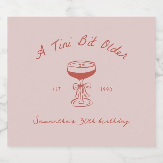 Tini Bit Older Espresso Martini Scribble Birthday Likeurfles Etiket (Enkel label)