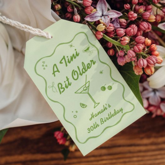 Tini Bit Older Martini thema Verjaardagsfeestje Cadeaulabel