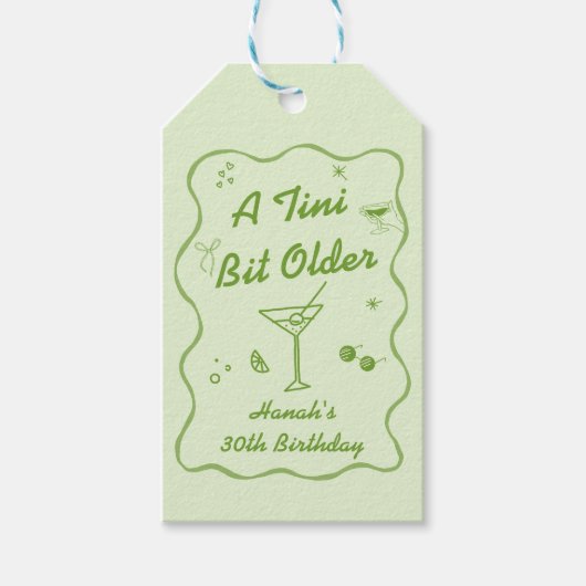 Tini Bit Older Martini thema Verjaardagsfeestje Cadeaulabel (Voorkant)