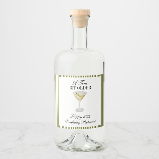Tini Bit Older Martini Verjaardag Likeurfles Etiket (Voorkant)