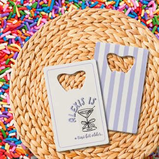 Tini Bit Older Martini Verjaardag Paarse Streep  Creditkaart Flessenopener