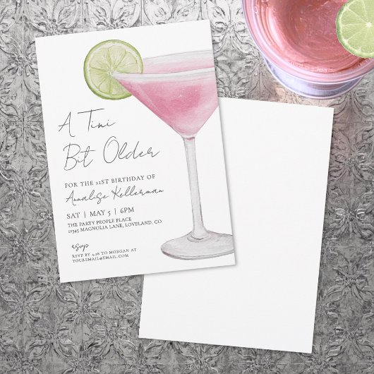 Tini Bit Older Pink Martini Verjaardagsfeest Kaart