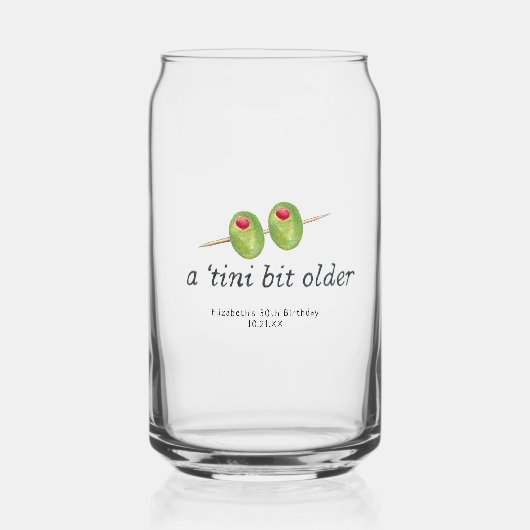 Tini-bit ouder | Martini thema verjaardag Blikvorm Glas (Voorkant)