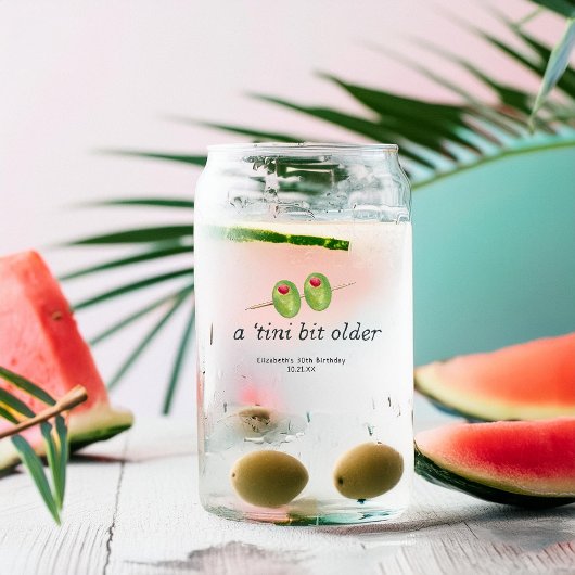 Tini-bit ouder | Martini thema verjaardag Blikvorm Glas