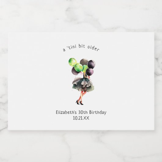 Tini-bit ouder | Martini thema verjaardag gunst Likeurfles Etiket (Enkel label)