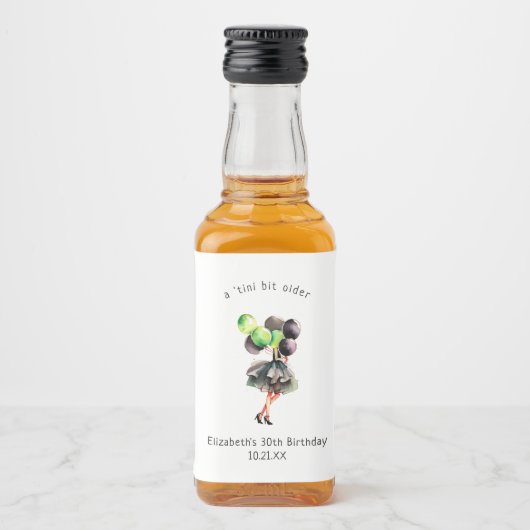 Tini-bit ouder | Martini thema verjaardag gunst Likeurfles Etiket (Voorkant)
