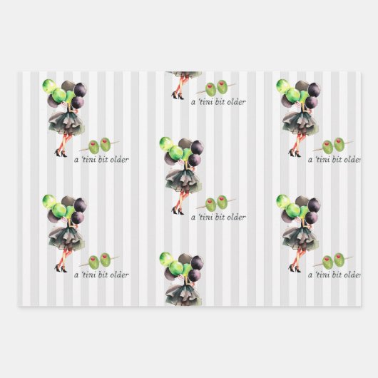 Tini-bit ouder | Martini thema verjaardag Inpakpapier Vel (Voorkant 2)