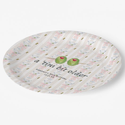 Tini-bit ouder | Martini thema verjaardag Papieren Bordje (Gekanteld)