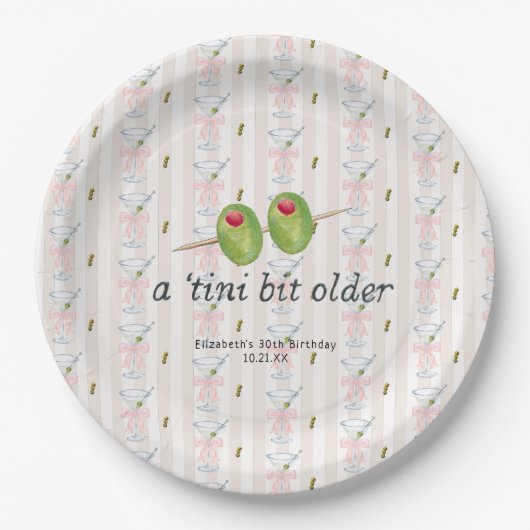 Tini-bit ouder | Martini thema verjaardag Papieren Bordje (Voorkant)