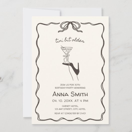 Tini bit oudere cocktail hand getrokken bruine ver kaart (Voorkant)