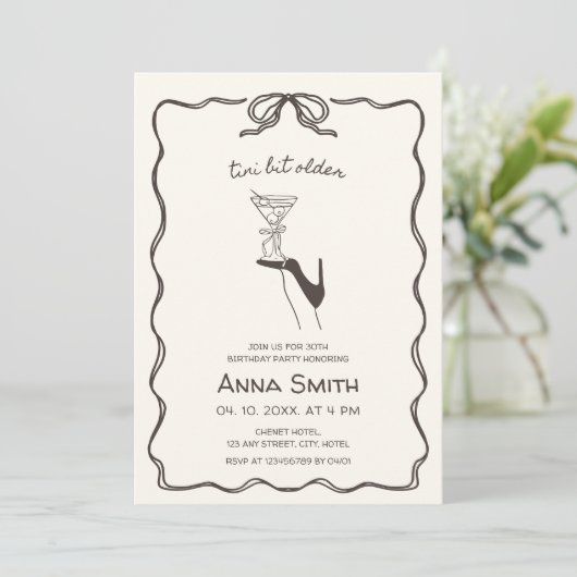 Tini bit oudere cocktail hand getrokken bruine ver kaart (Staand voorkant)