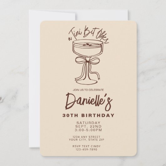 Tini bit oudere espresso martini 30e verjaardag kaart (Voorkant)