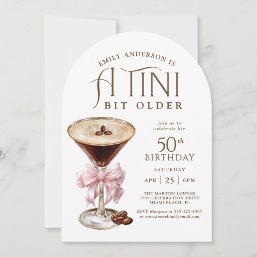 Tini bit Oudere Espresso Martini 50e verjaardag Kaart (Voorkant)