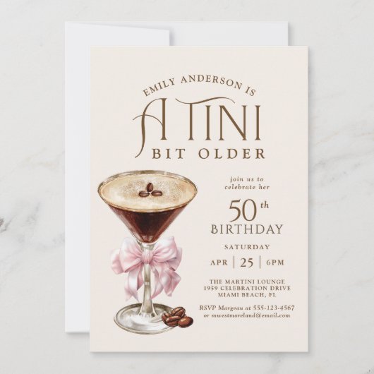 Tini bit Oudere Espresso Martini 50e verjaardag Kaart (Voorkant)