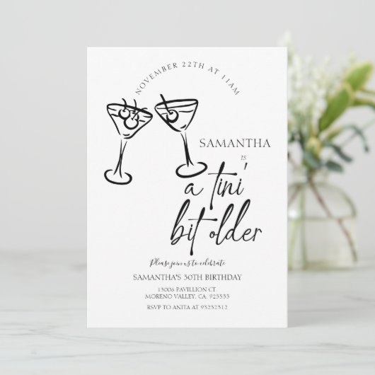 Tini bit oudere hand getrokken Martini volwassen v Kaart (Staand voorkant)