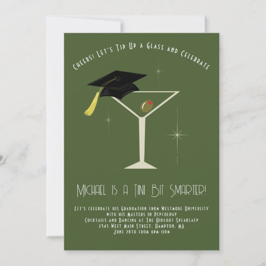 Tini Bit Smarter Afstudeerfeest Martini Bar Kaart (Voorkant)