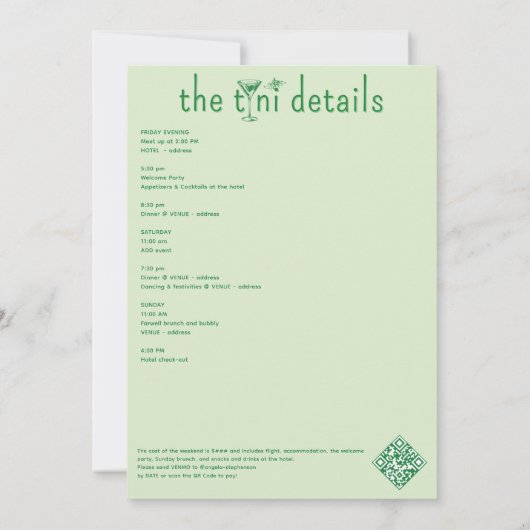 Tini Bit Verloofde Martini Bachelorette Bach Weeke Kaart (Achterkant)