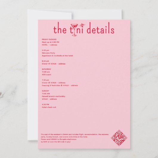 Tini Bit Verloofde Martini Bachelorette Bach Weeke Kaart (Achterkant)