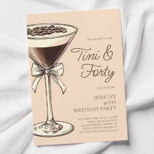 Tini en Forty Script Martini 40e verjaardagsfeestj Kaart
