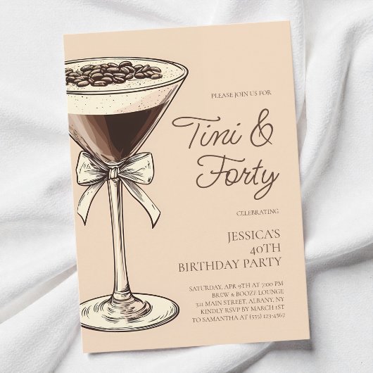 Tini en Forty Script Martini 40e verjaardagsfeestj Kaart