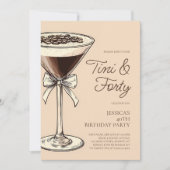 Tini en Forty Script Martini 40e verjaardagsfeestj Kaart (Voorkant)