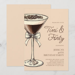 Tini en Forty Script Martini 40e verjaardagsfeestj Kaart