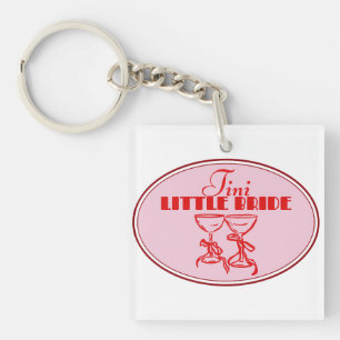 Tini Little Bruidsjurk Design Roze Martini Glas Sleutelhanger
