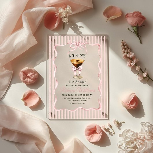 Tini One Bow Coffee Espresso Martini Baby Shower Acryl Uitnodigingen