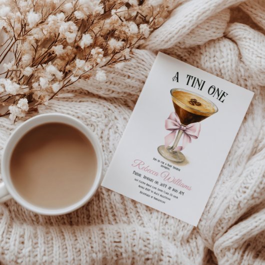 Tini One Bow Espresso Martini Coffee Baby shower Kaart