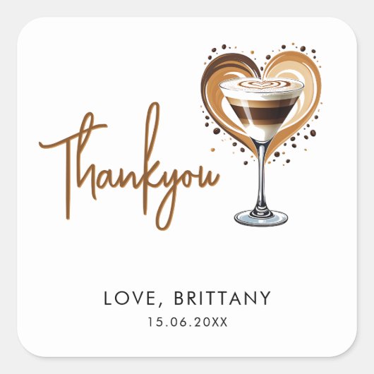 Tini One Espresso Martini Baby Borrel Vierkante Sticker (Voorkant)