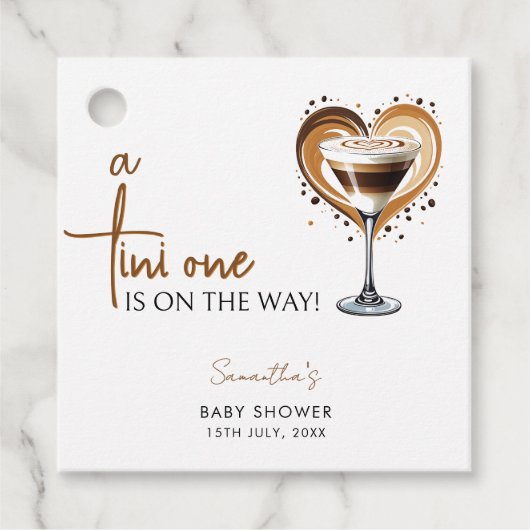 Tini One Espresso Martini Baby shower Bedankjes Labels (Voorkant)