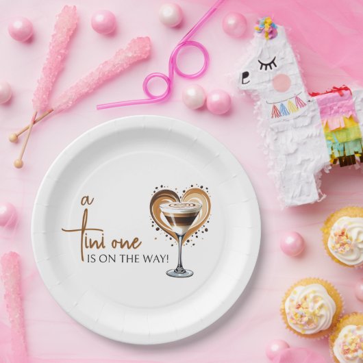 Tini One Espresso Martini Baby shower Papieren Bordje (Feest)