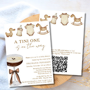 Tini One Espresso Martini Baby Shower QR-code Kaart